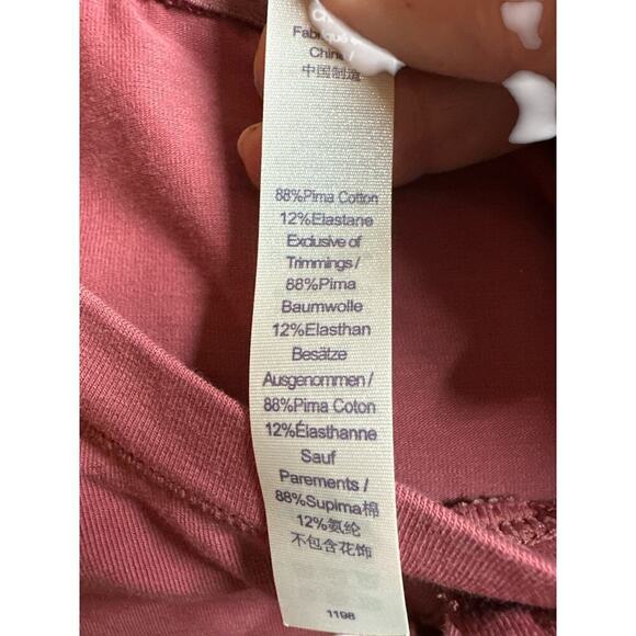 CRZ Yoga Women's Short Sleeve Soft Pima Cotton Henley T-Shirt Size XXL Dark Rose - Picture 7 of 7